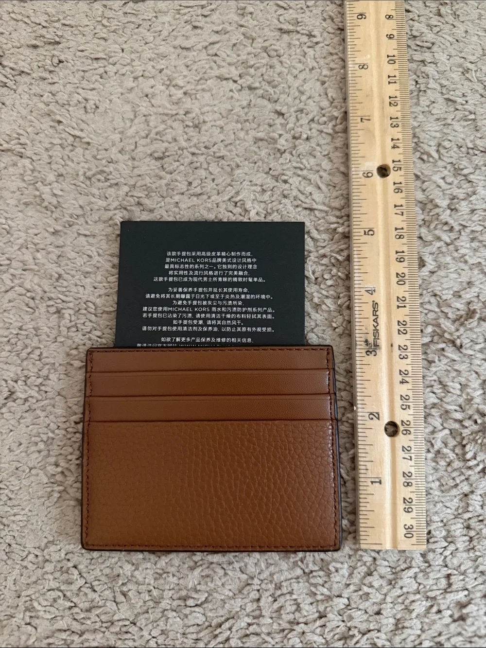 Michael Kors Tan Brown Leather Slim Card Wallet